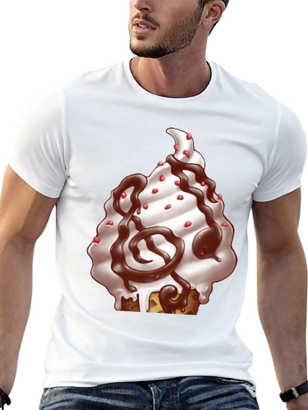 Ice Cream Cone Graphic T-Shirt - Black Cotton Tee