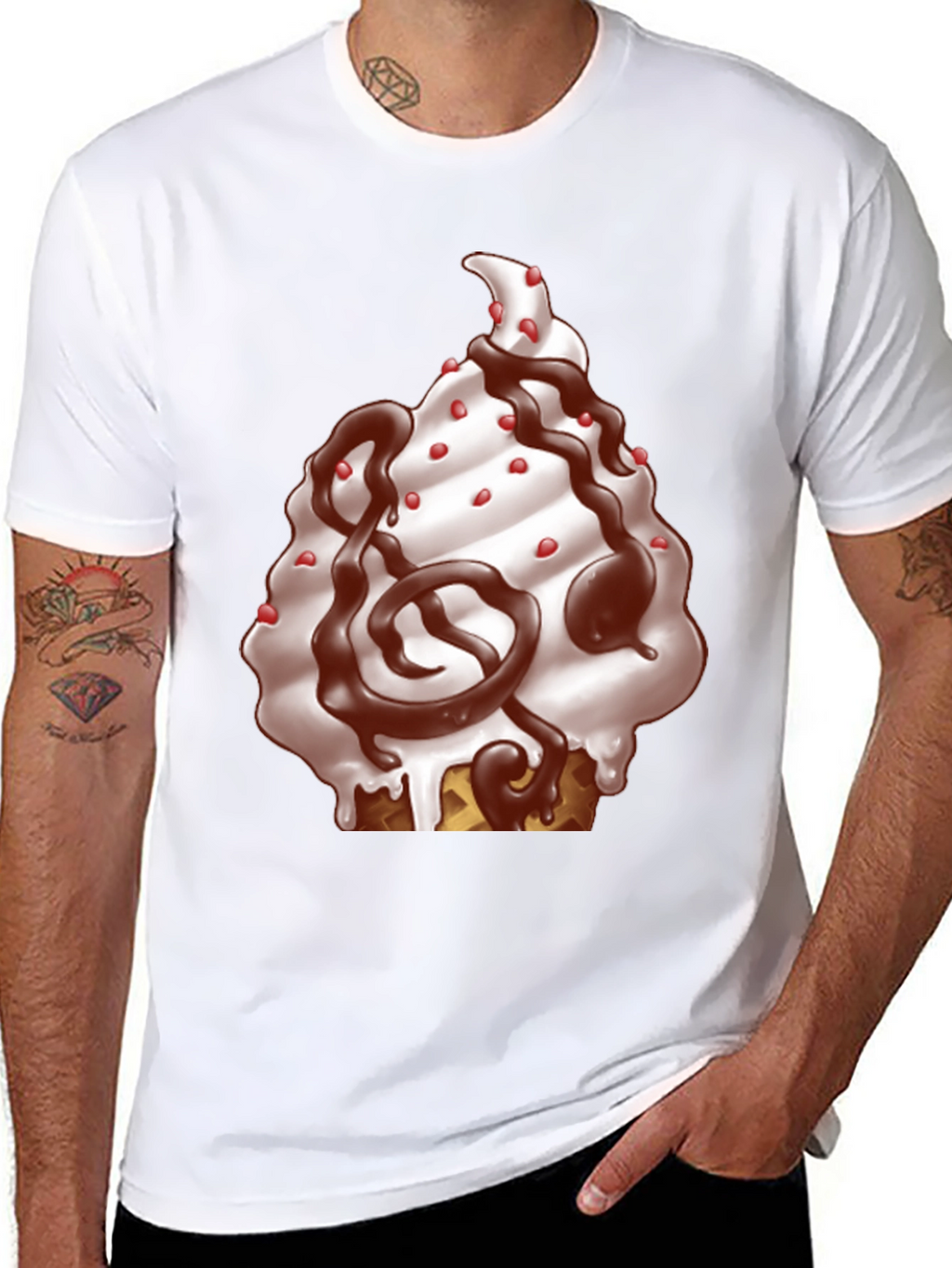 Ice Cream Cone Graphic T-Shirt - Black Cotton Tee
