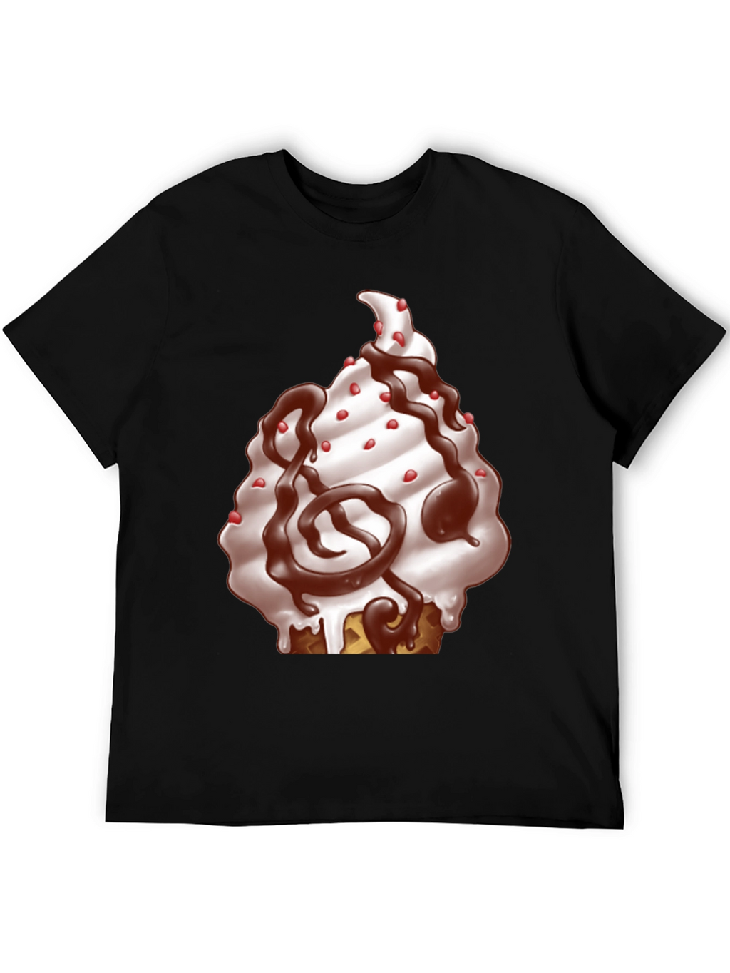 Ice Cream Cone Graphic T-Shirt - Black Cotton Tee