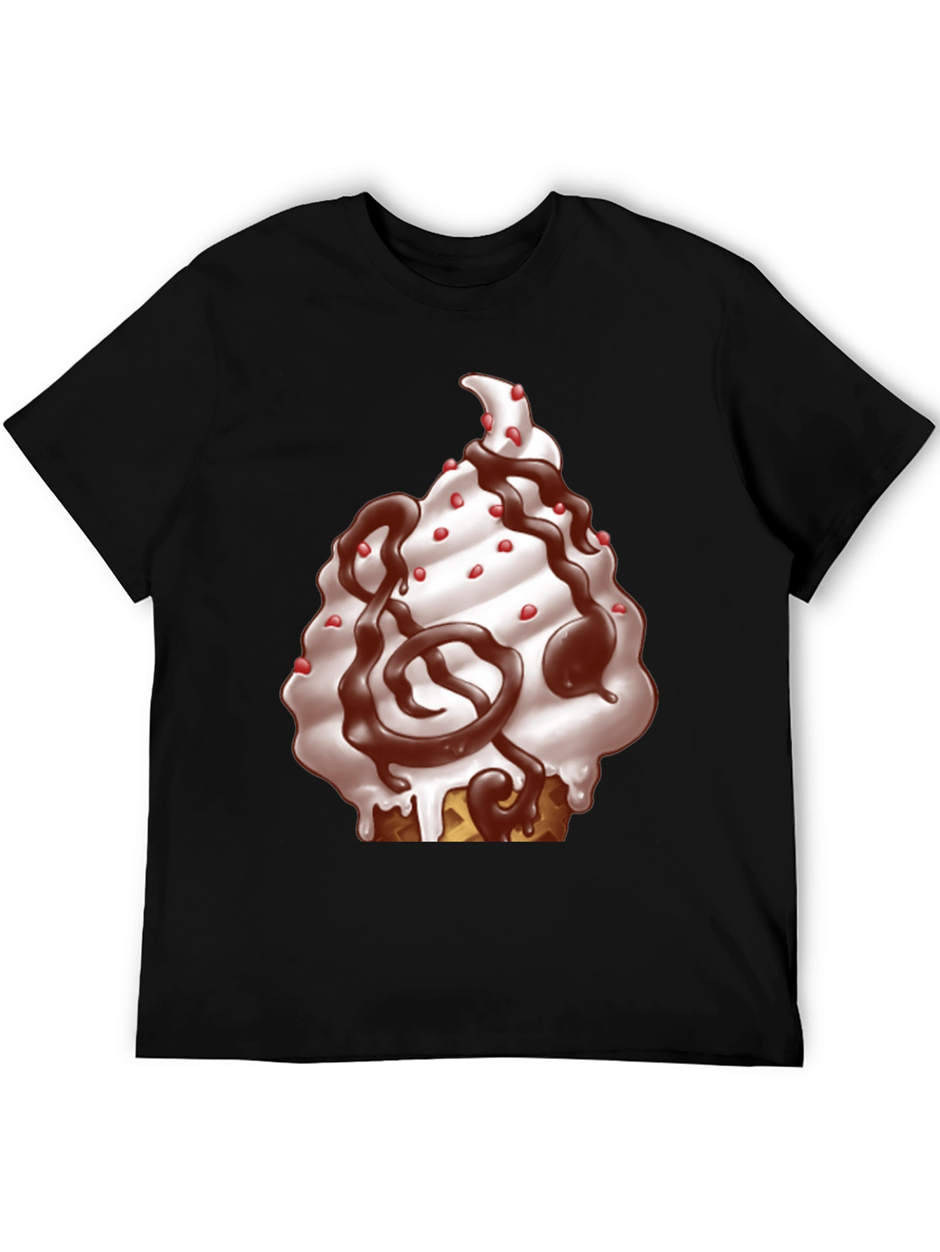 Ice Cream Cone Graphic T-Shirt - Black Cotton Tee