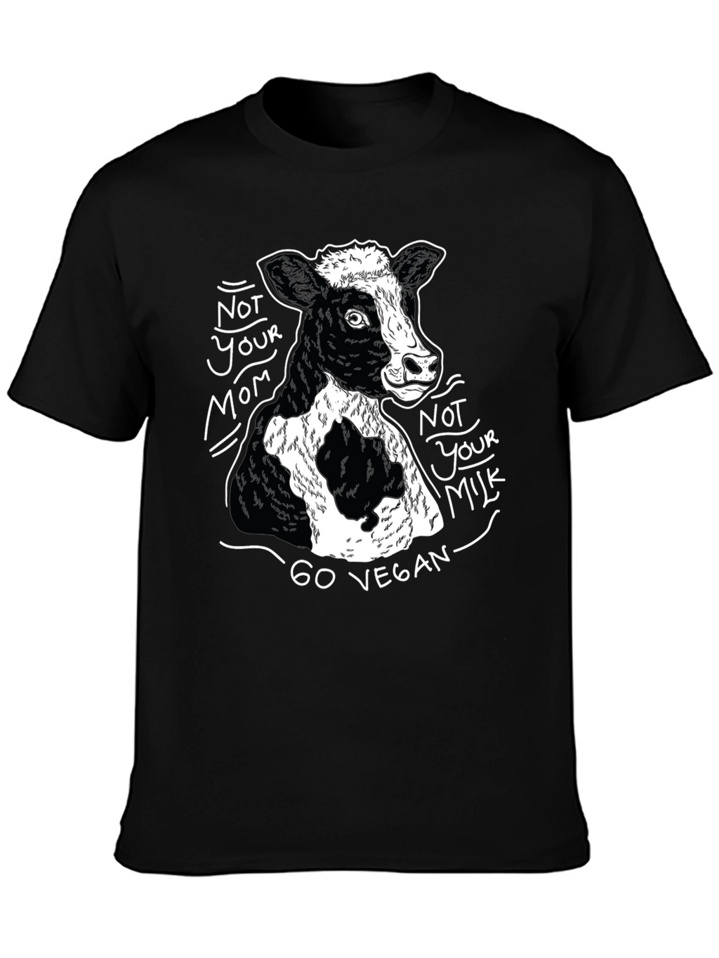 Vegan Cow Graphic T-Shirt - Unisex Black Tee