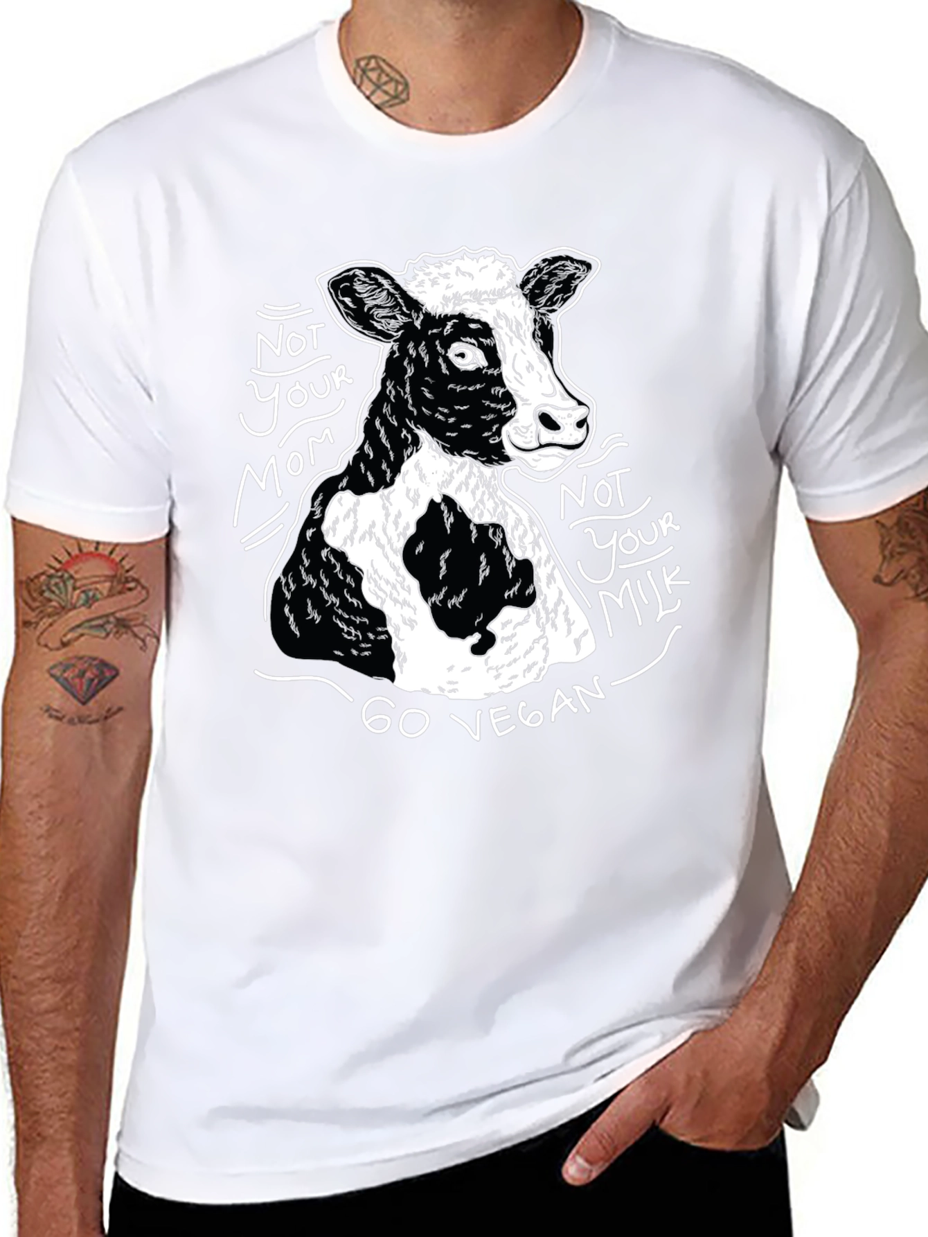 Vegan Cow Graphic T-Shirt - Unisex Black Tee