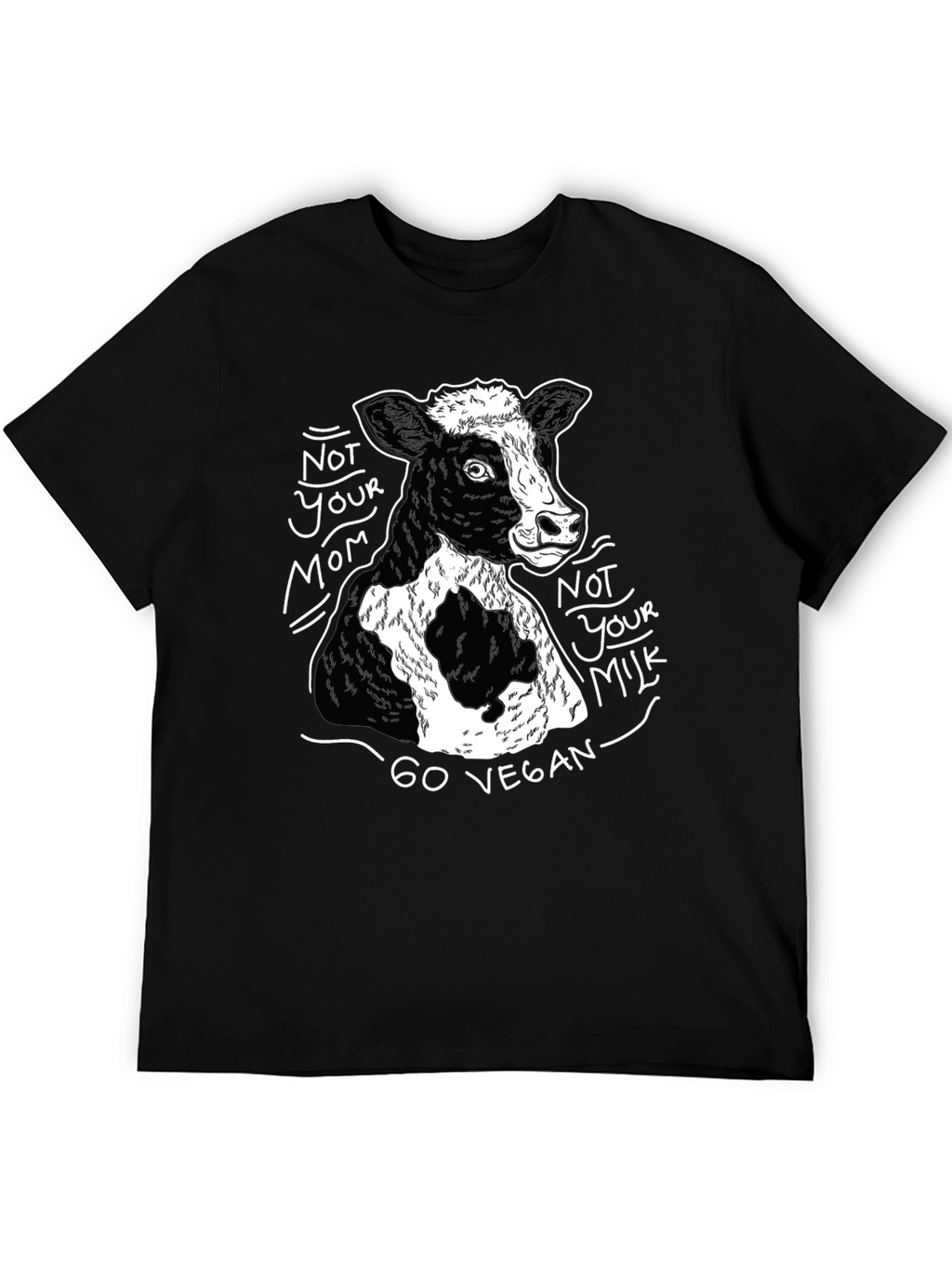Vegan Cow Graphic T-Shirt - Unisex Black Tee