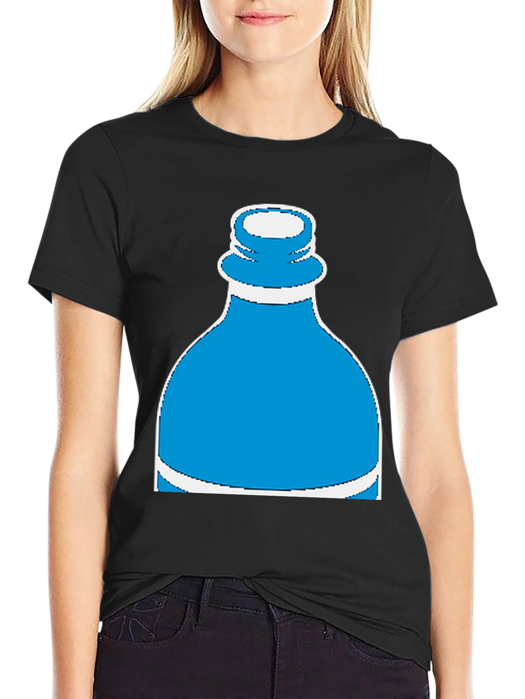 Novelty Water Bottle Graphic Tee - Black