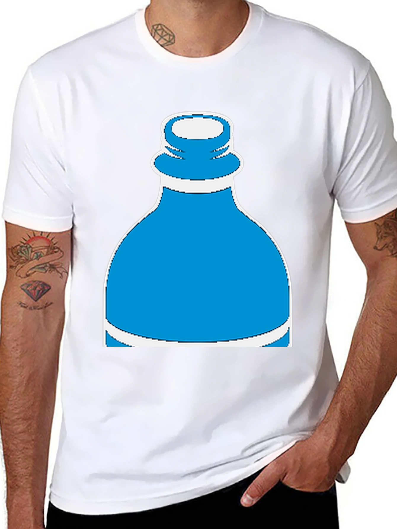 Novelty Water Bottle Graphic Tee - Black