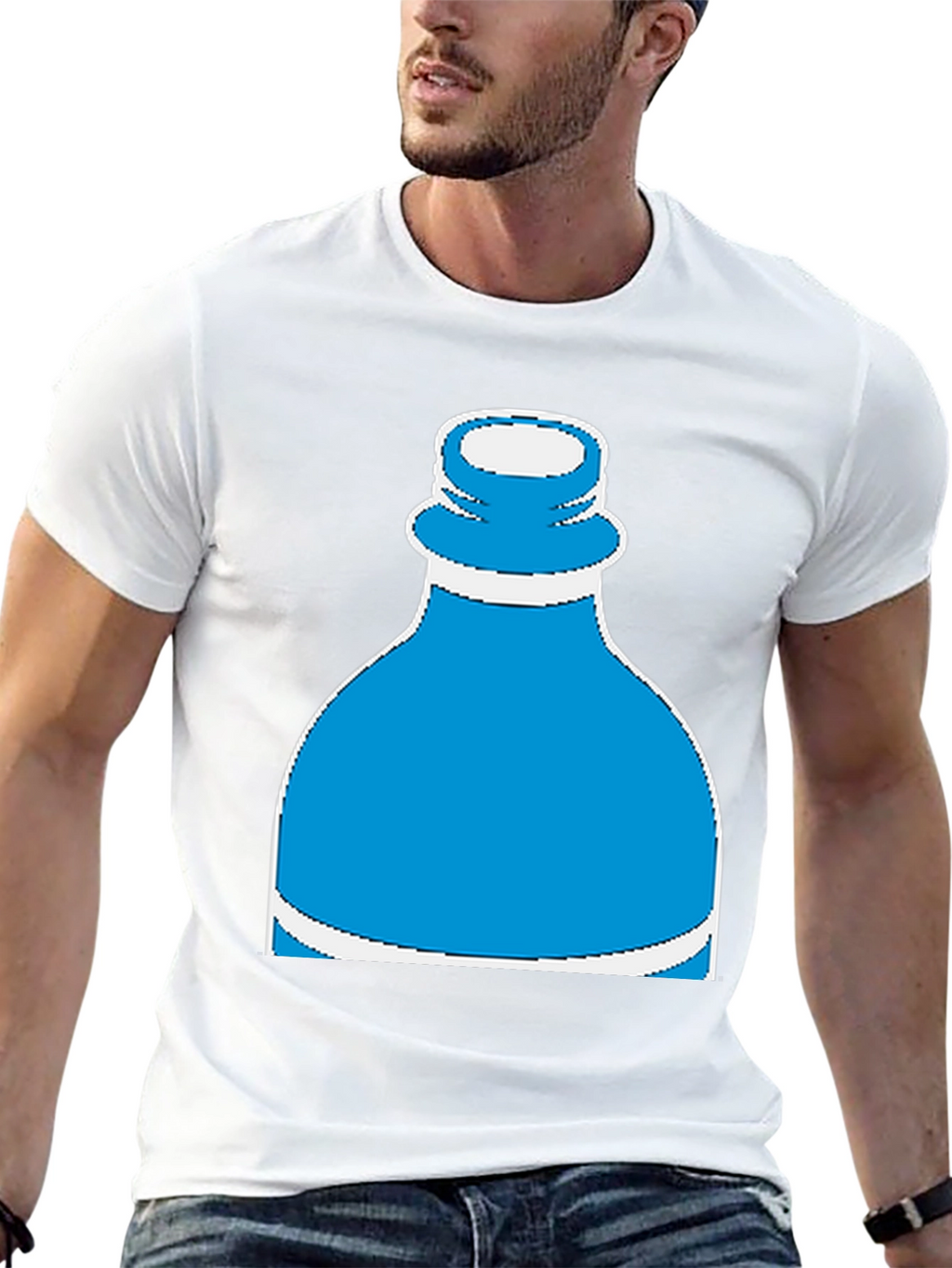 Novelty Water Bottle Graphic Tee - Black