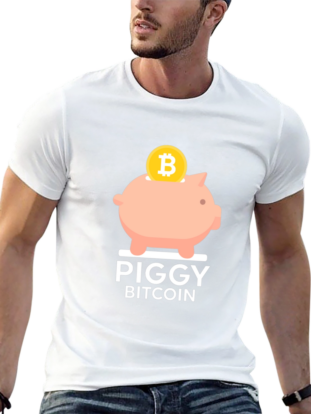 Piggy Bitcoin Black T-Shirt - Crypto Currency Tee