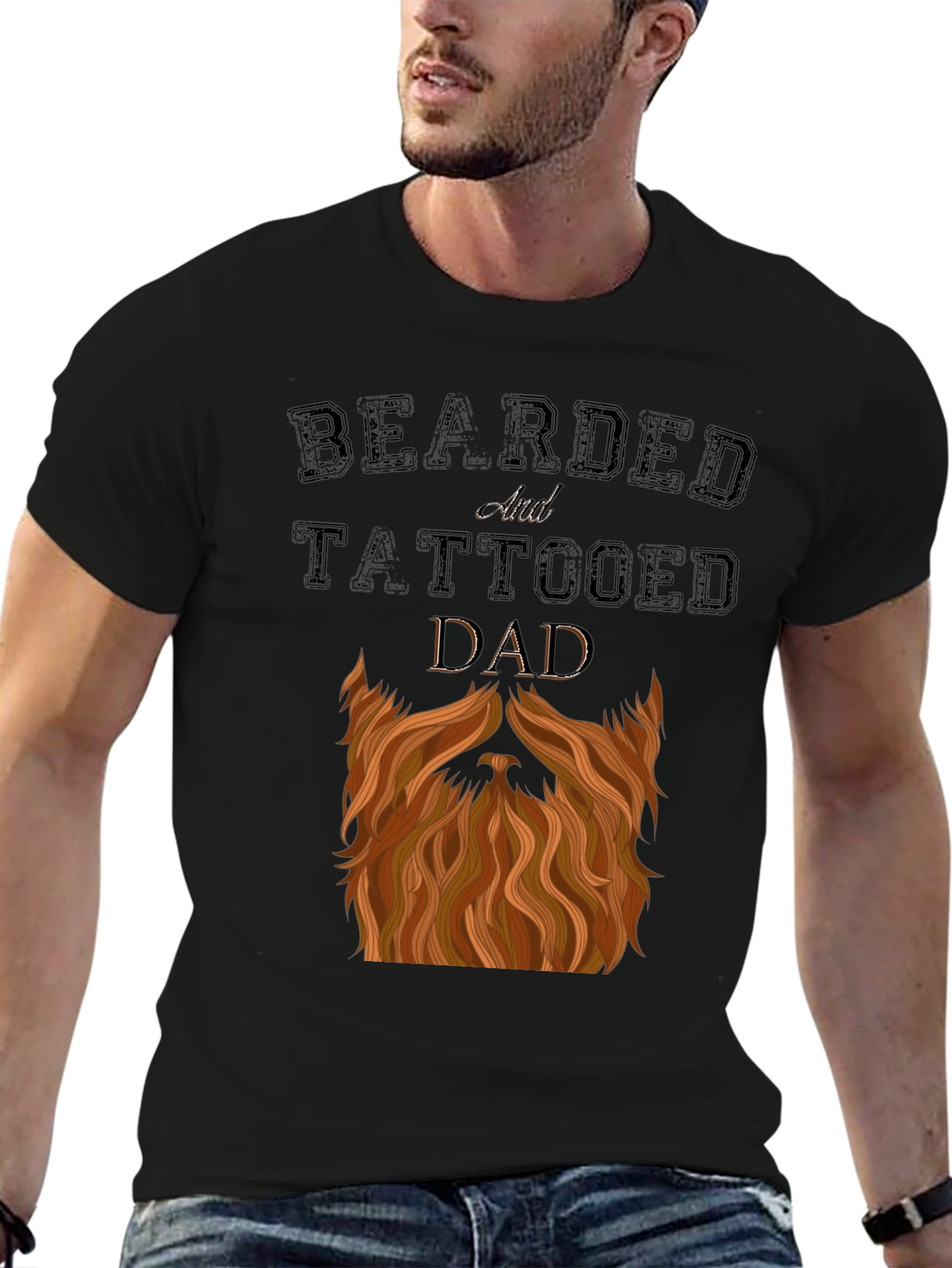 Bearded and Tattooed Dad T-Shirt - Novelty Graphic Tee