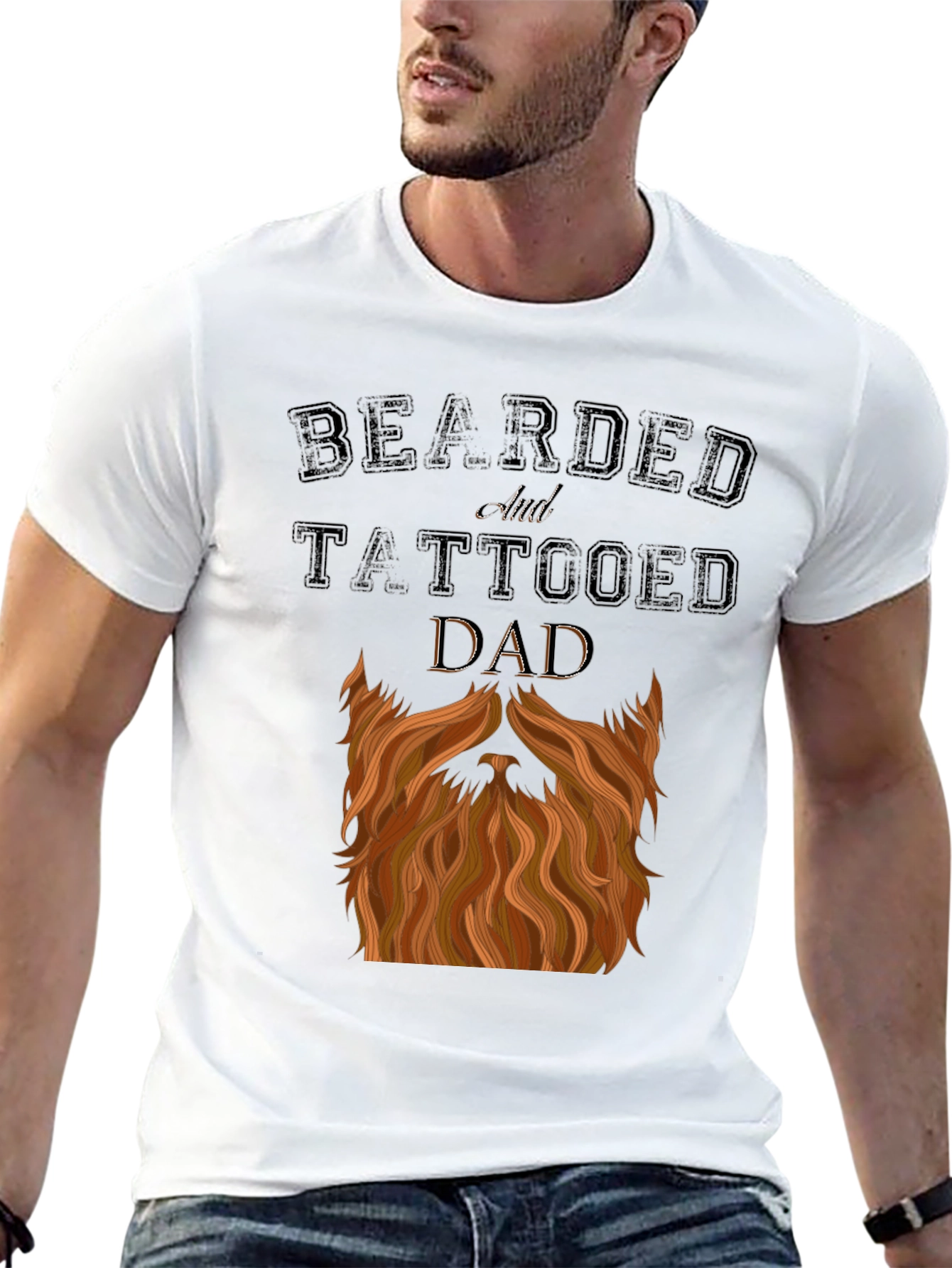 Bearded and Tattooed Dad T-Shirt - Novelty Graphic Tee