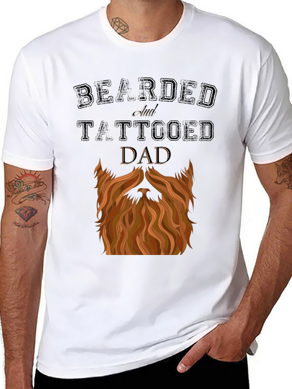 Bearded and Tattooed Dad T-Shirt - Novelty Graphic Tee