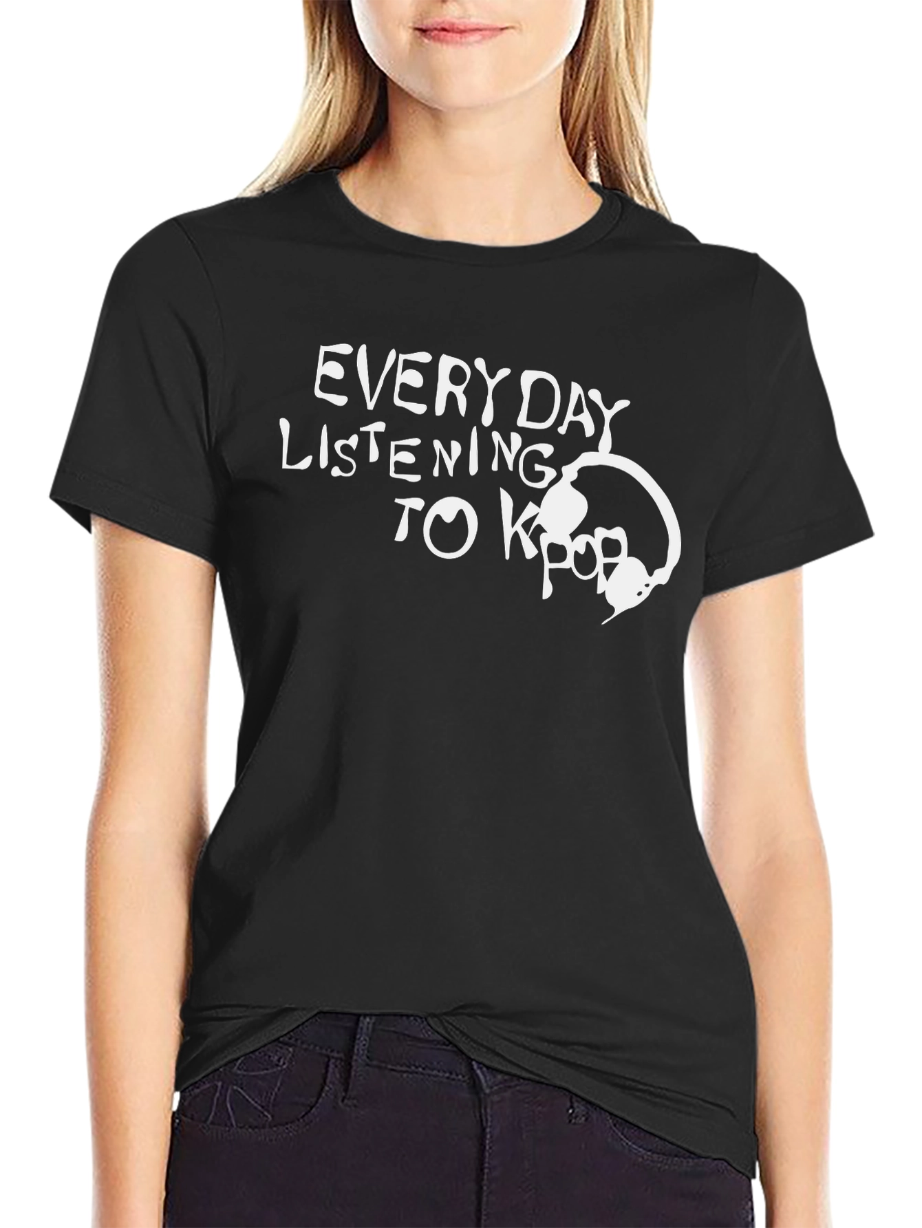Everyday Listening to Kpop Black T-Shirt