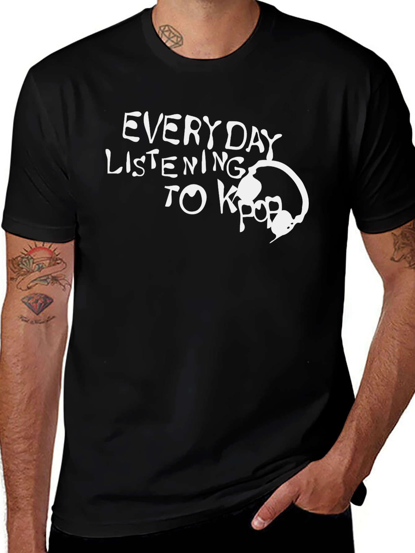 Everyday Listening to Kpop Black T-Shirt