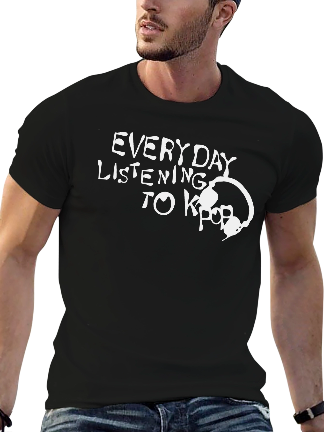 Everyday Listening to Kpop Black T-Shirt