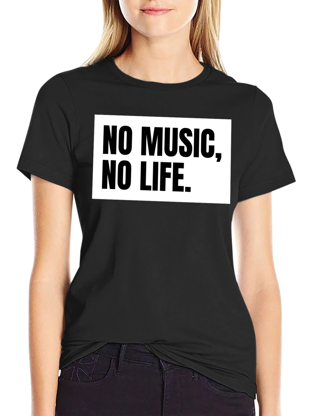 No Music No Life Black T-Shirt