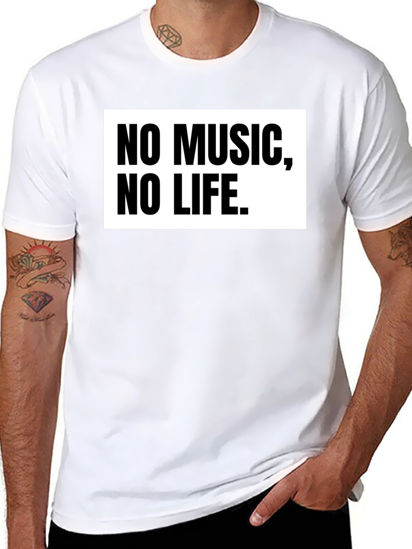 No Music No Life Black T-Shirt