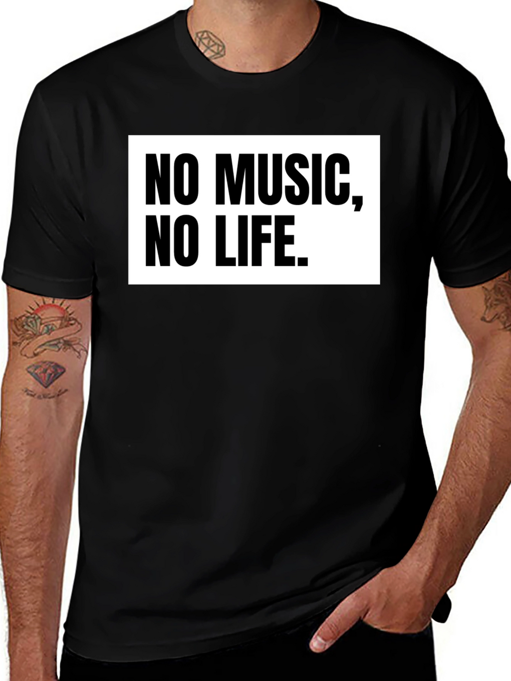 No Music No Life Black T-Shirt