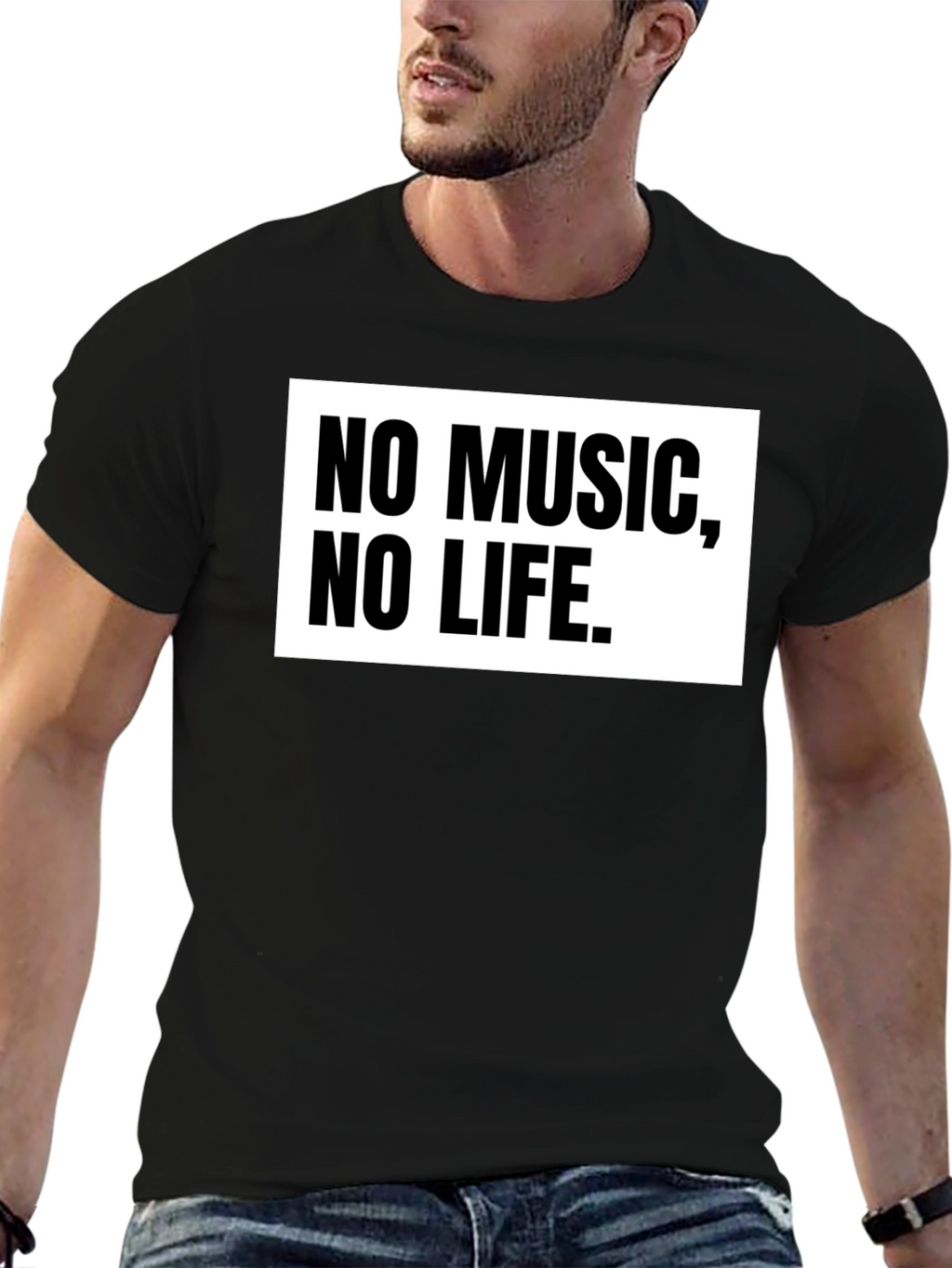 No Music No Life Black T-Shirt