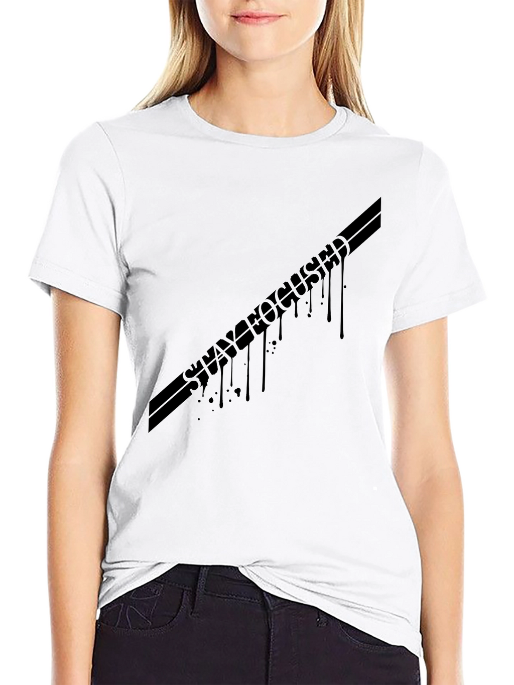 Stay Focused Black Graphic T-Shirt