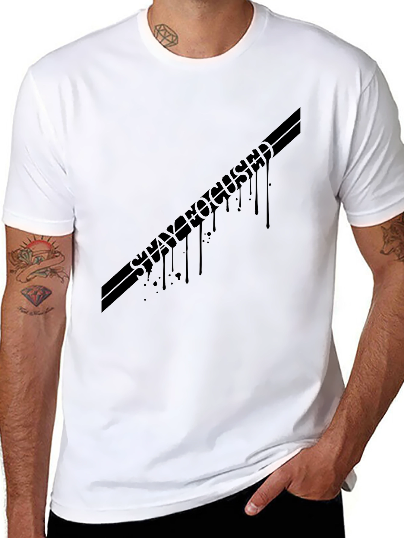 Stay Focused Black Graphic T-Shirt