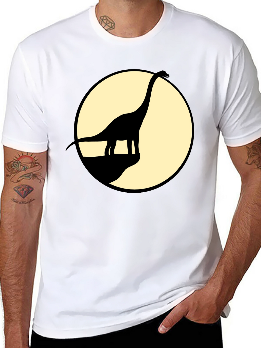 Dino Silhouette Tee - Black Cotton Graphic T-Shirt