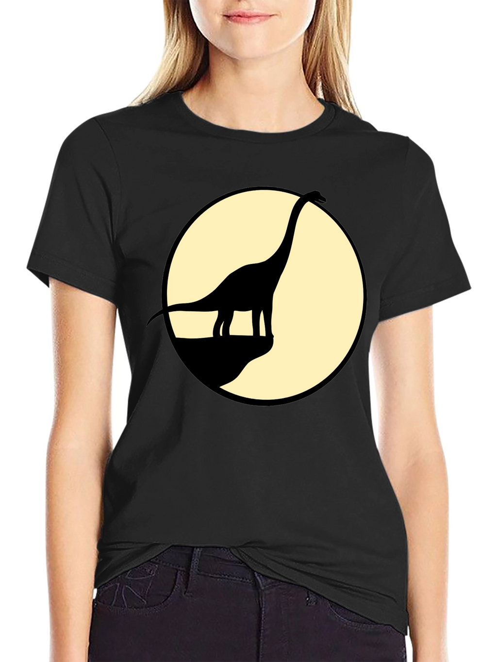 Dino Silhouette Tee - Black Cotton Graphic T-Shirt