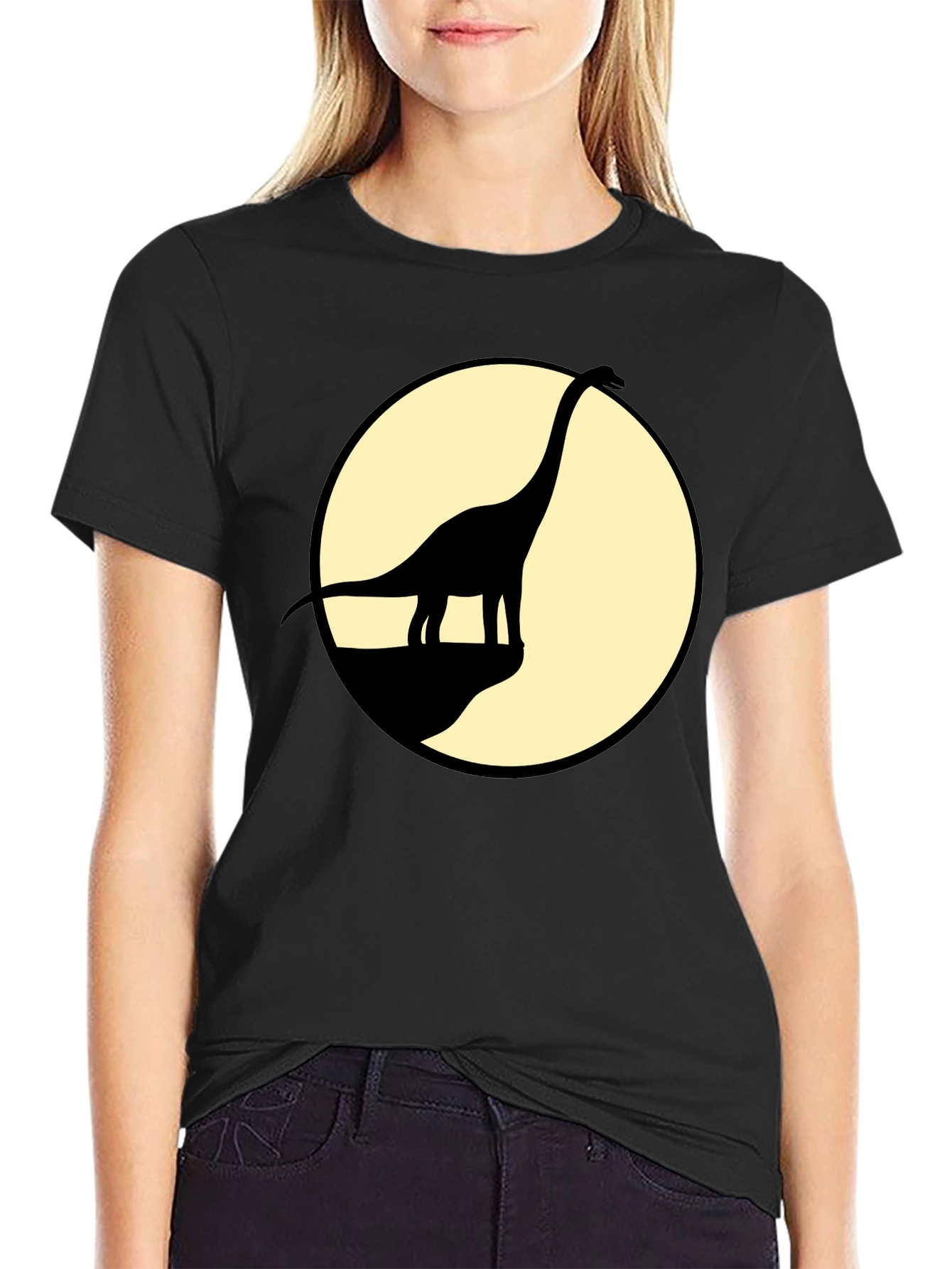 Dino Silhouette Tee - Black Cotton Graphic T-Shirt