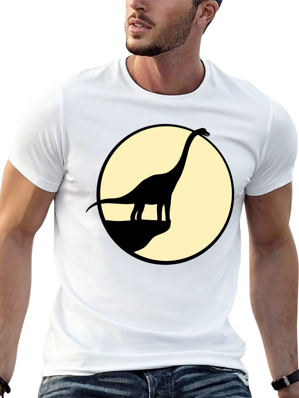 Dino Silhouette Tee - Black Cotton Graphic T-Shirt