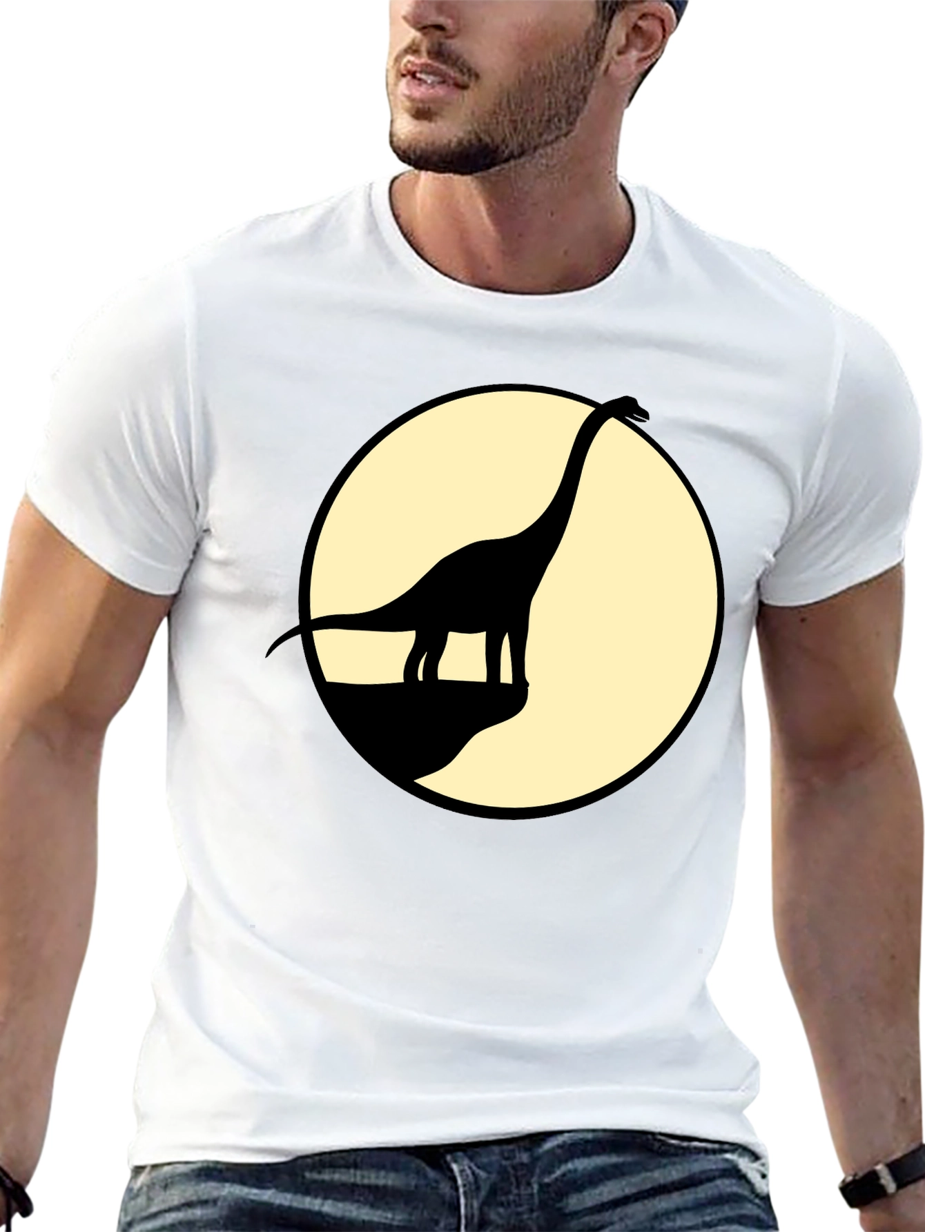 Dino Silhouette Tee - Black Cotton Graphic T-Shirt