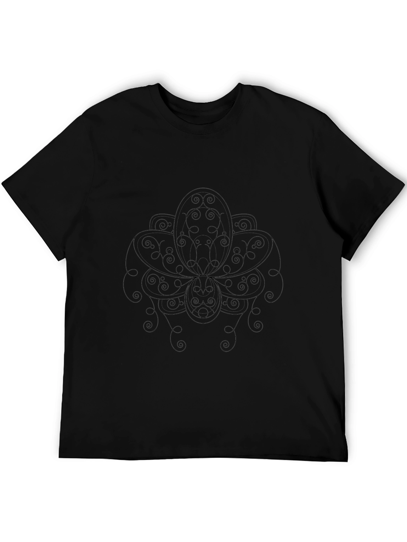 Abstract Lotus Graphic Black Tee
