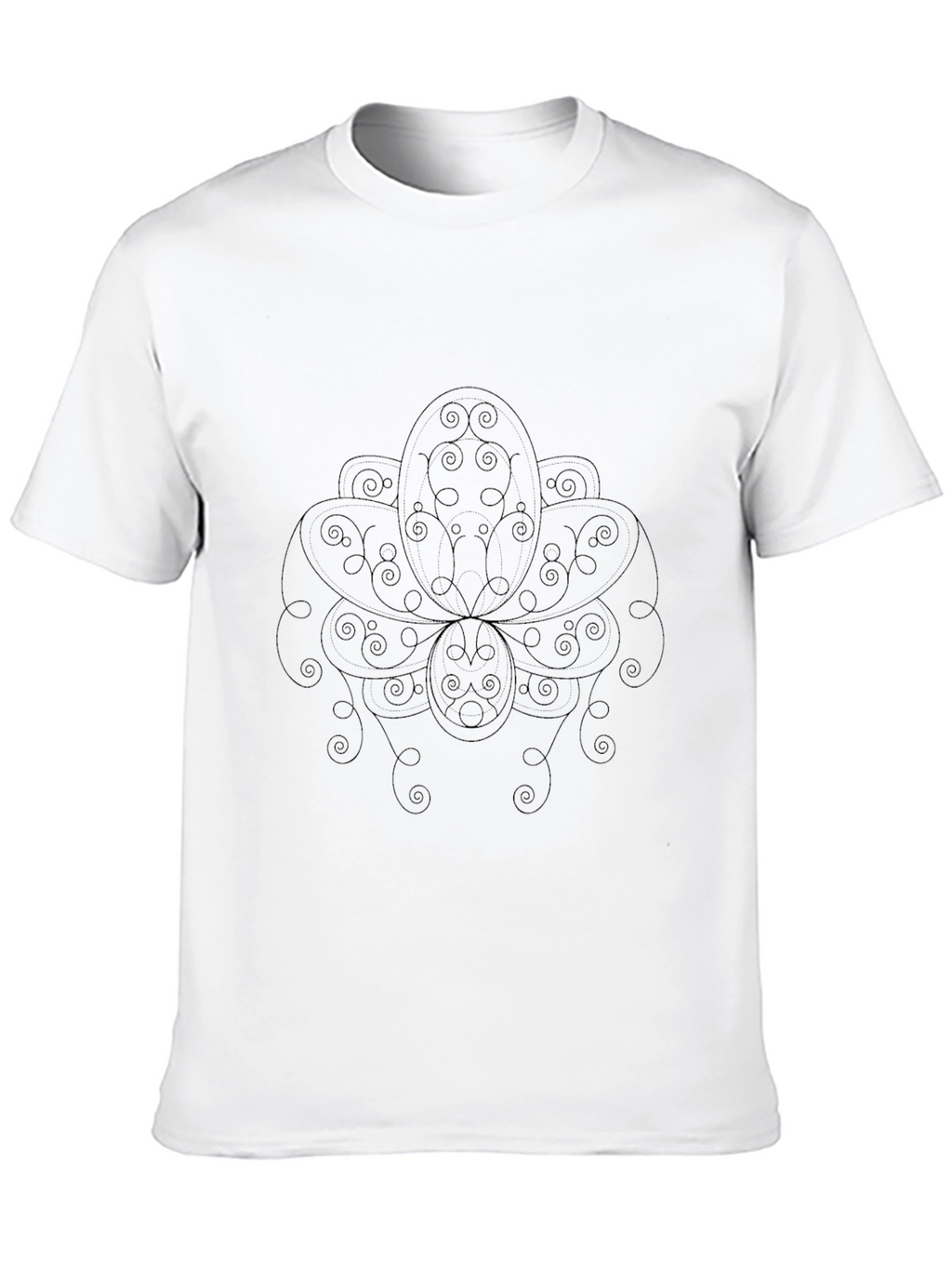 Abstract Lotus Graphic Black Tee