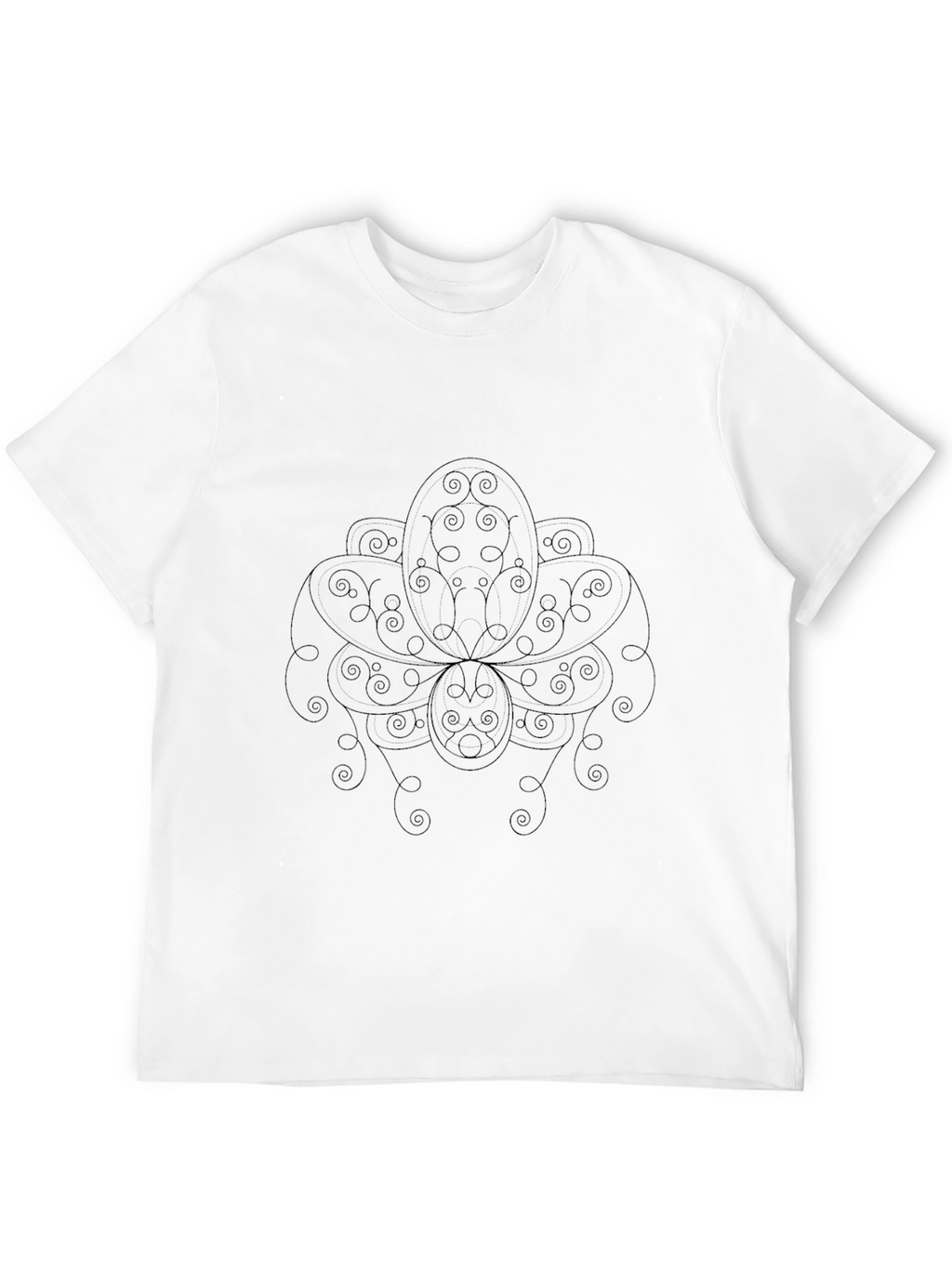 Abstract Lotus Graphic Black Tee