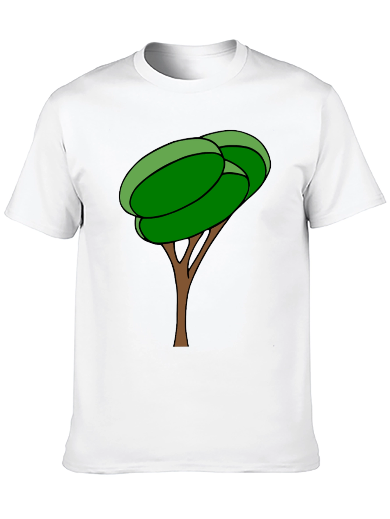 Cartoon Tree Graphic Tee - Black Cotton Blend Shirt
