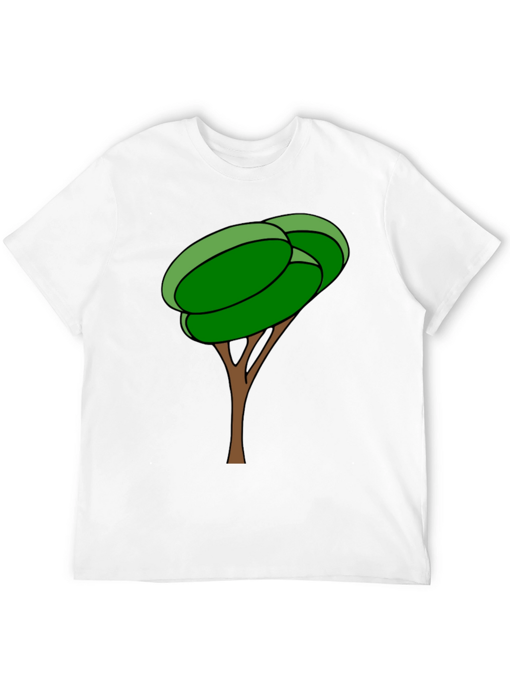 Cartoon Tree Graphic Tee - Black Cotton Blend Shirt