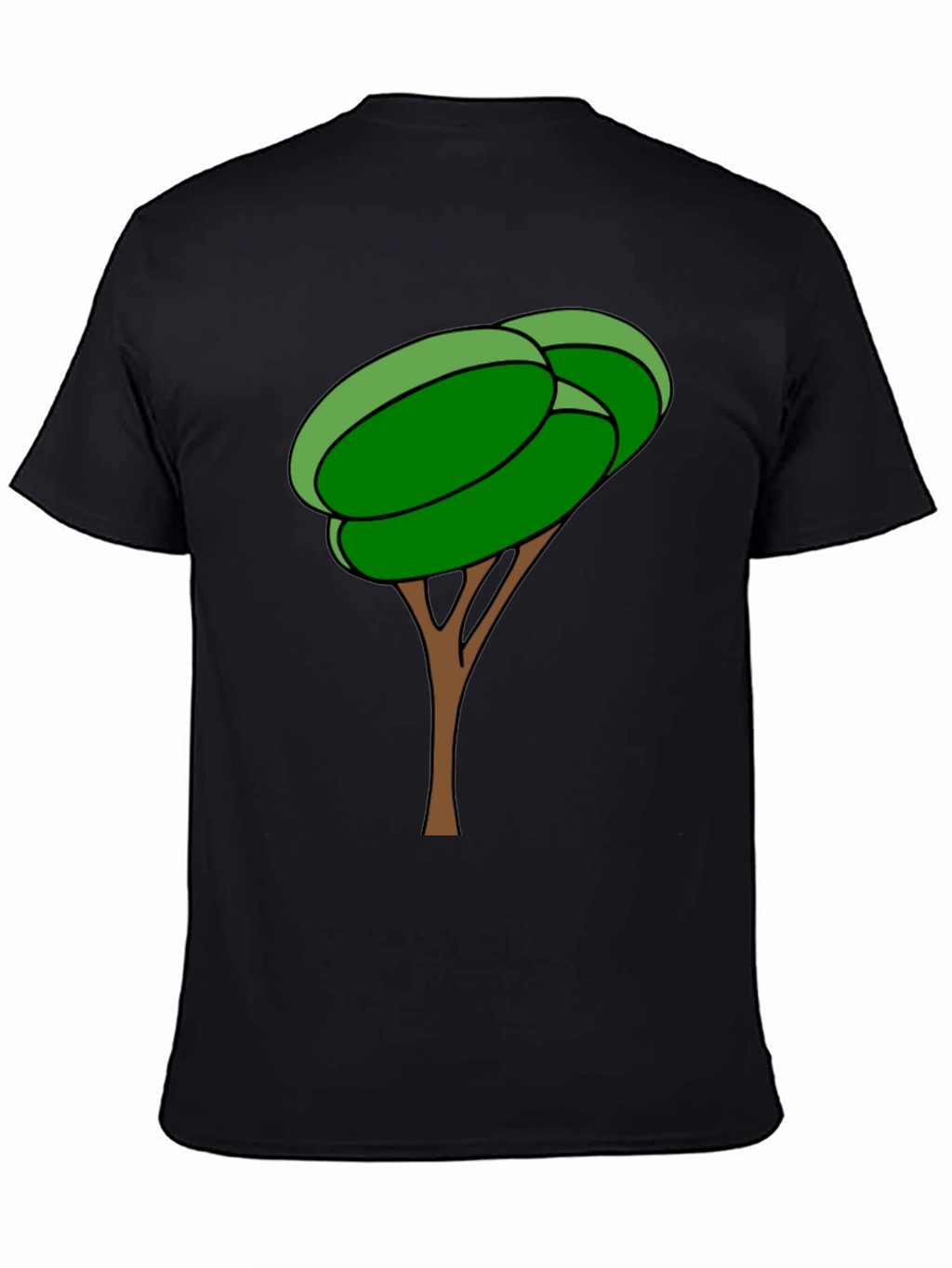 Cartoon Tree Graphic Tee - Black Cotton Blend Shirt