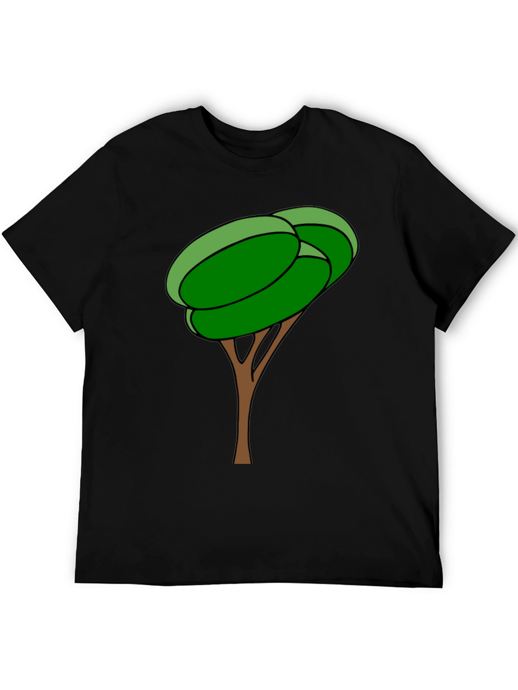 Cartoon Tree Graphic Tee - Black Cotton Blend Shirt
