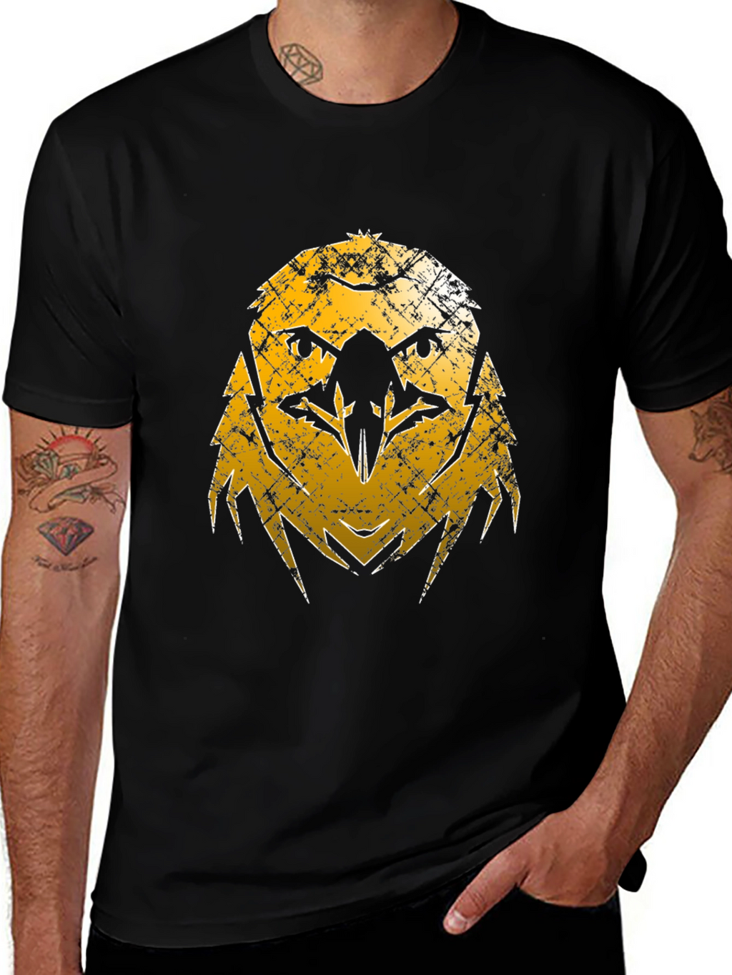Distressed Eagle Graphic Tee - Black