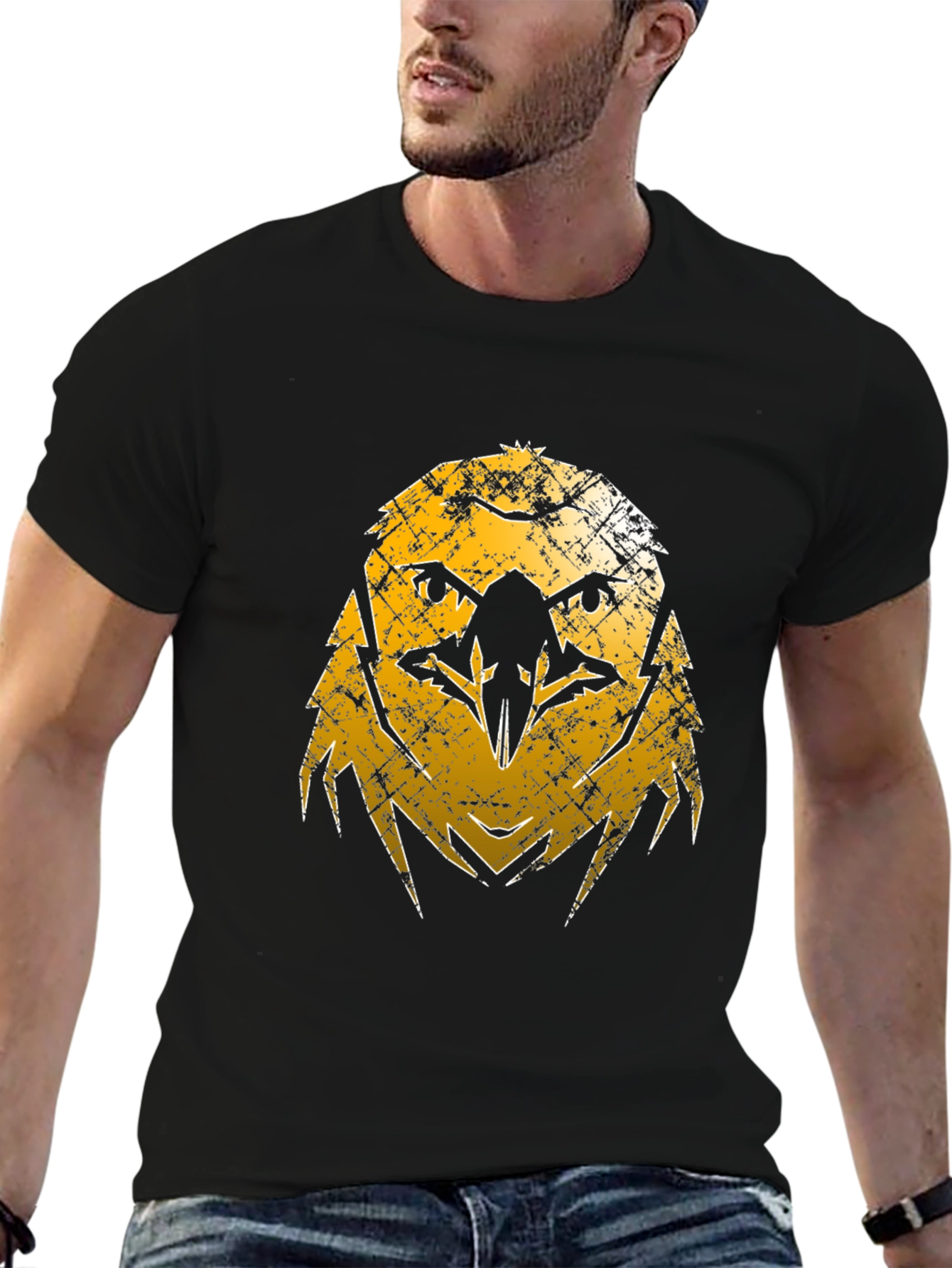 Distressed Eagle Graphic Tee - Black