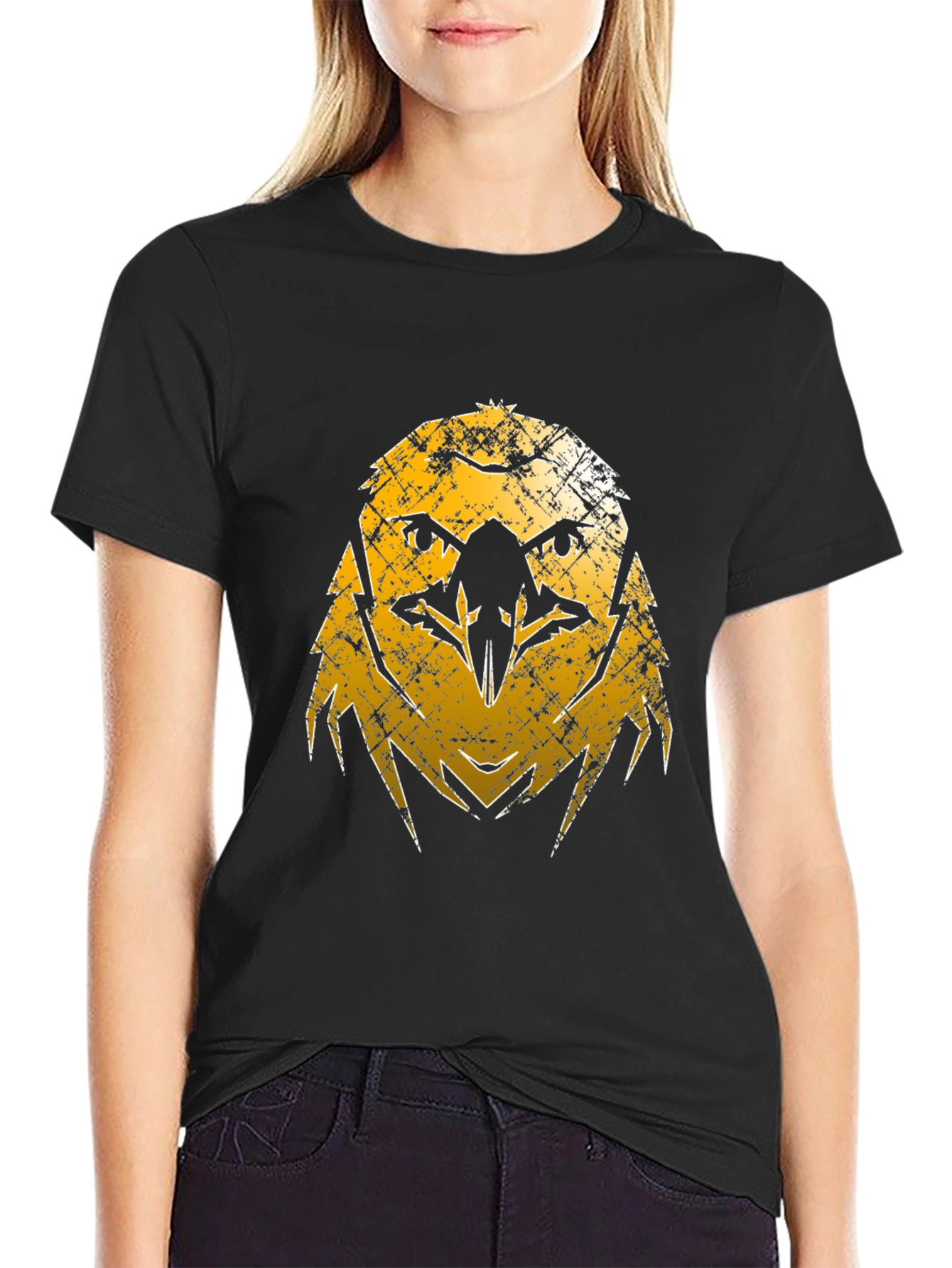 Distressed Eagle Graphic Tee - Black