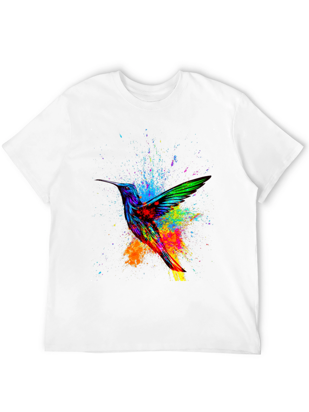 Hummingbird Splatter Art Graphic Tee - Black