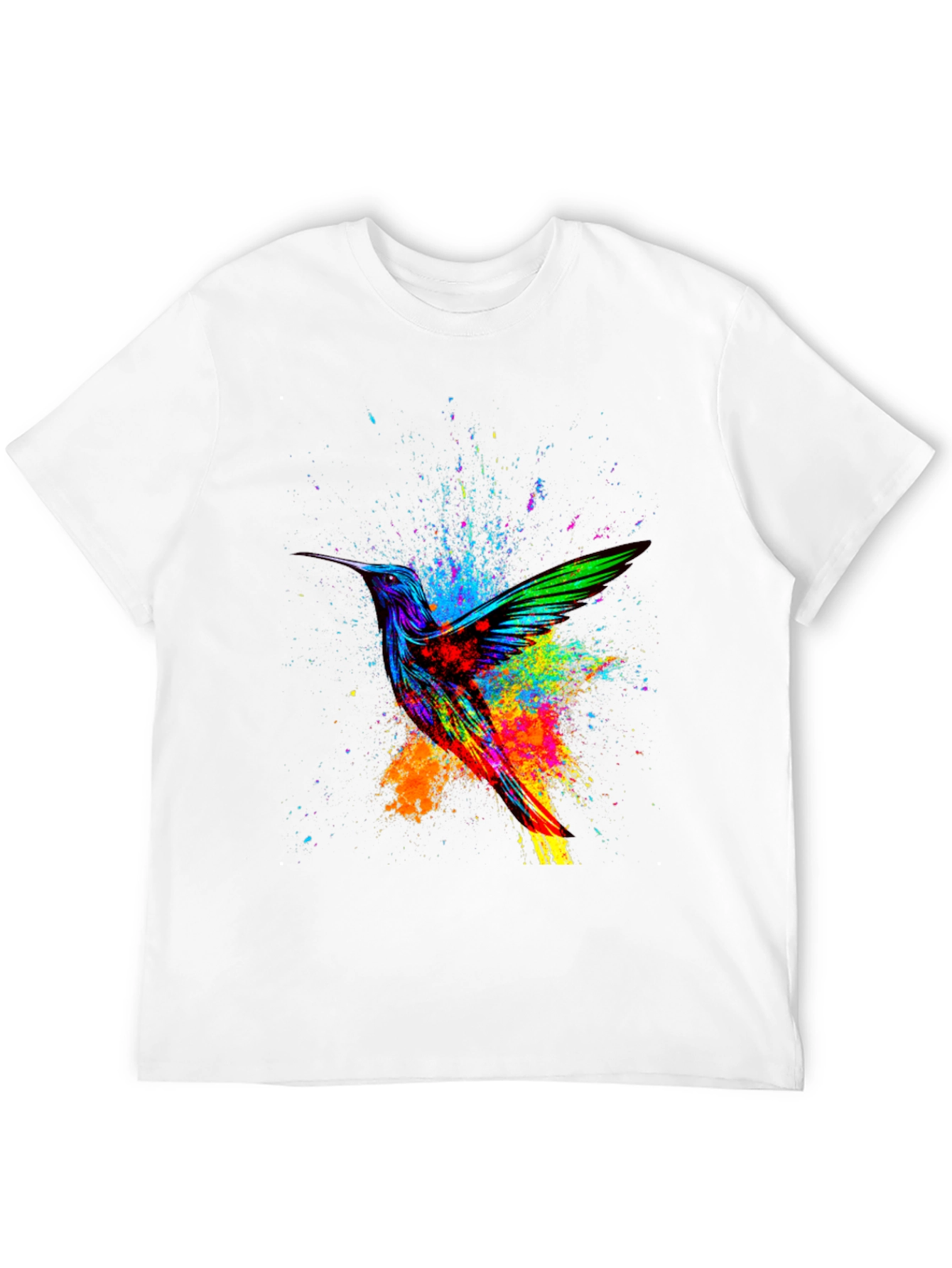 Hummingbird Splatter Art Graphic Tee - Black