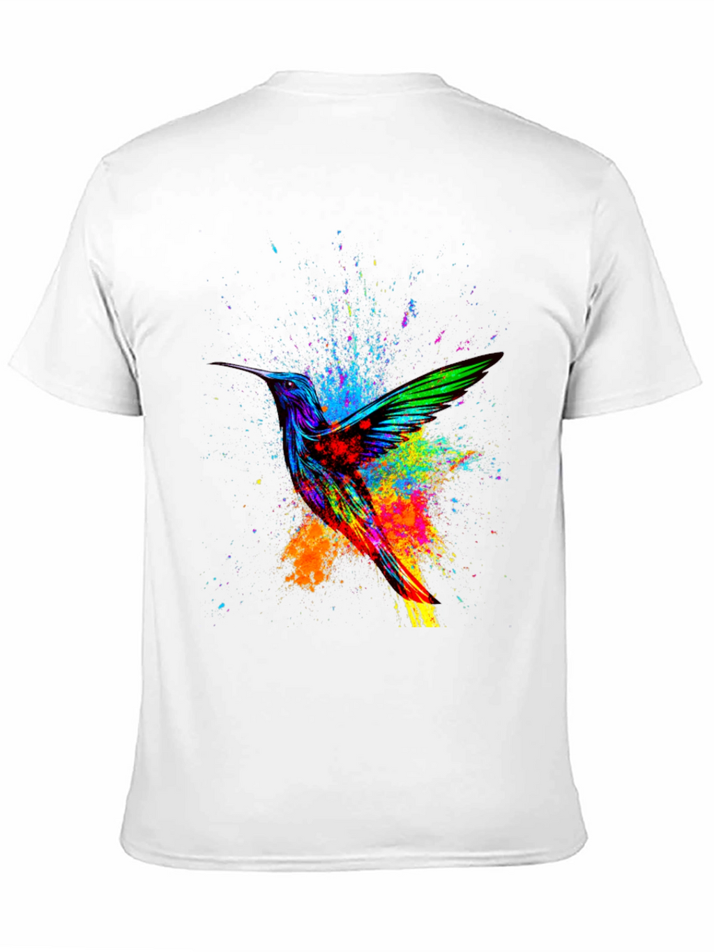 Hummingbird Splatter Art Graphic Tee - Black