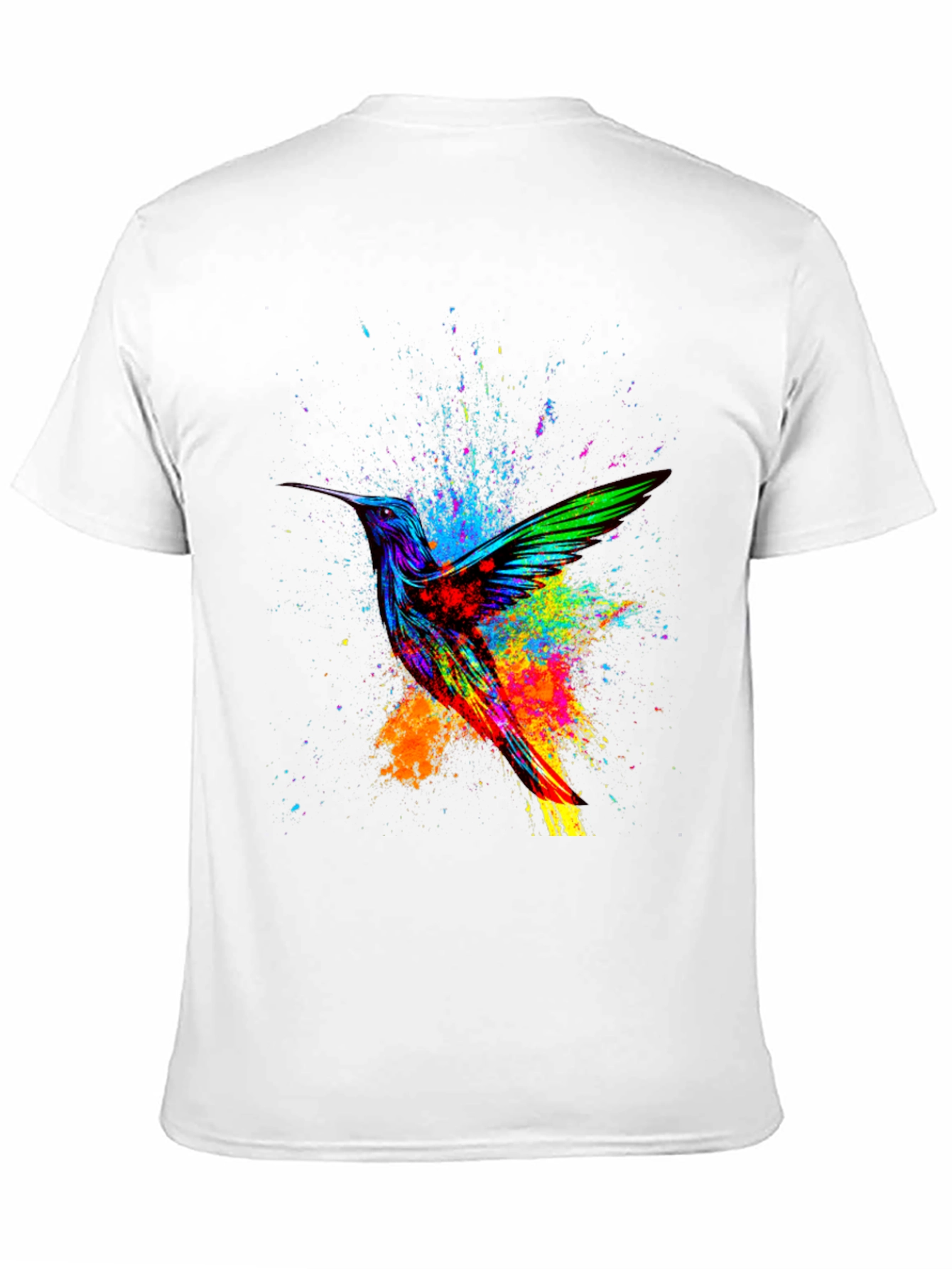 Hummingbird Splatter Art Graphic Tee - Black