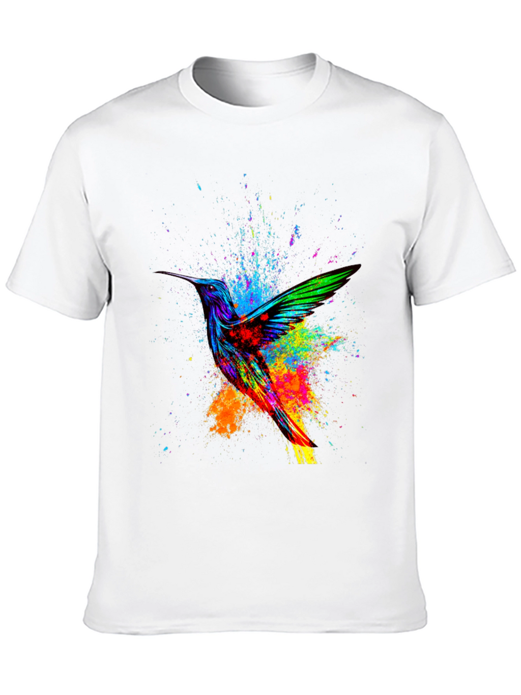 Hummingbird Splatter Art Graphic Tee - Black