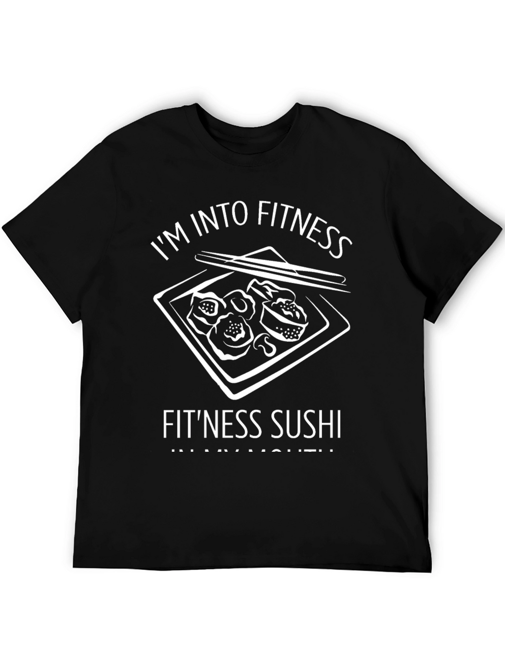 Fitness Sushi Graphic Tee - Black Cotton T-Shirt