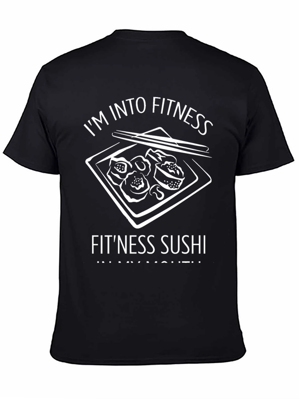 Fitness Sushi Graphic Tee - Black Cotton T-Shirt