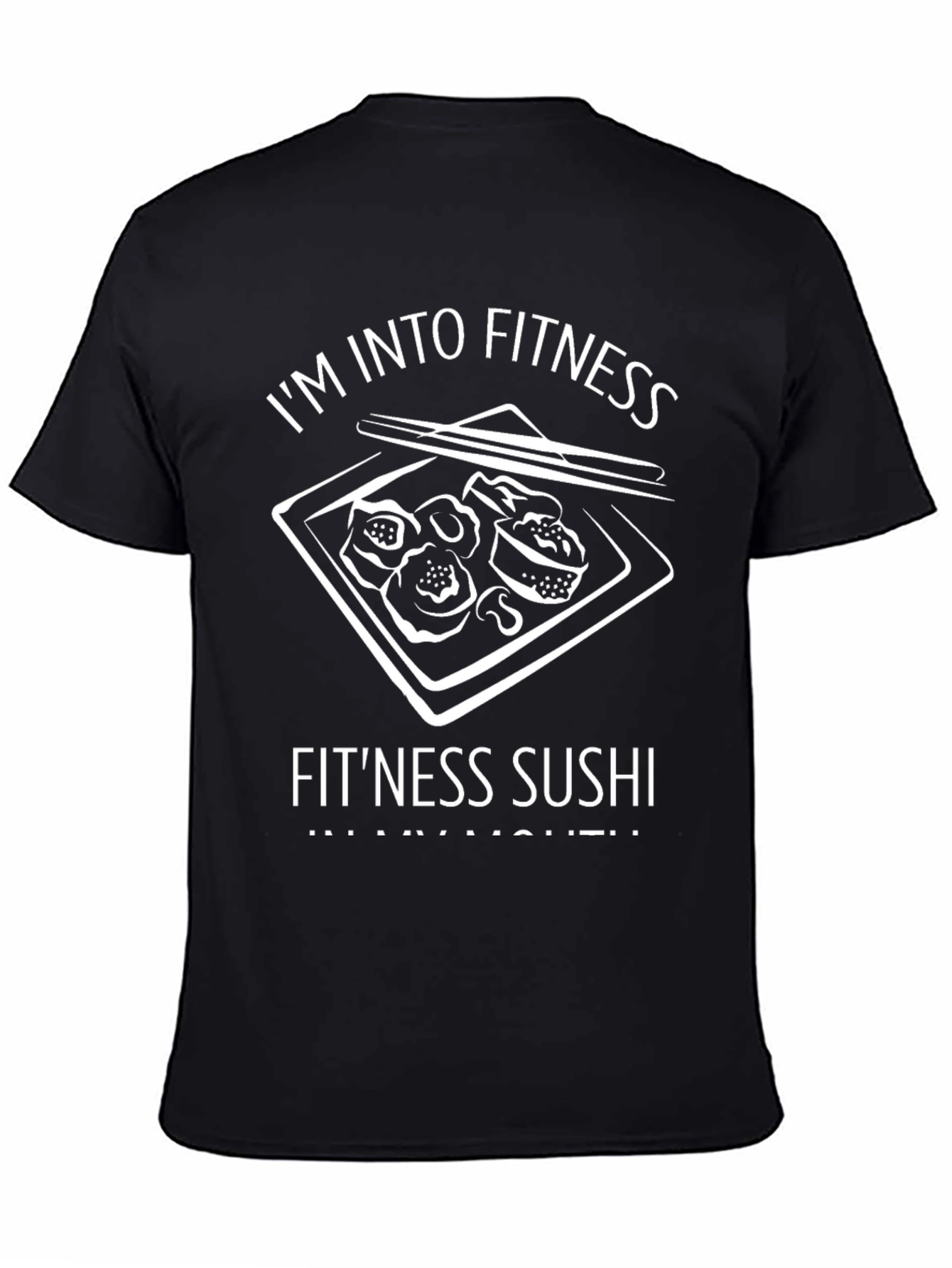 Fitness Sushi Graphic Tee - Black Cotton T-Shirt