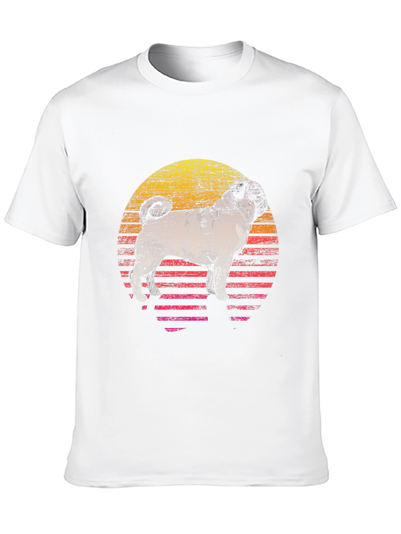 Retro Pug Sunset Graphic Tee - Cool Dog Lover Shirt