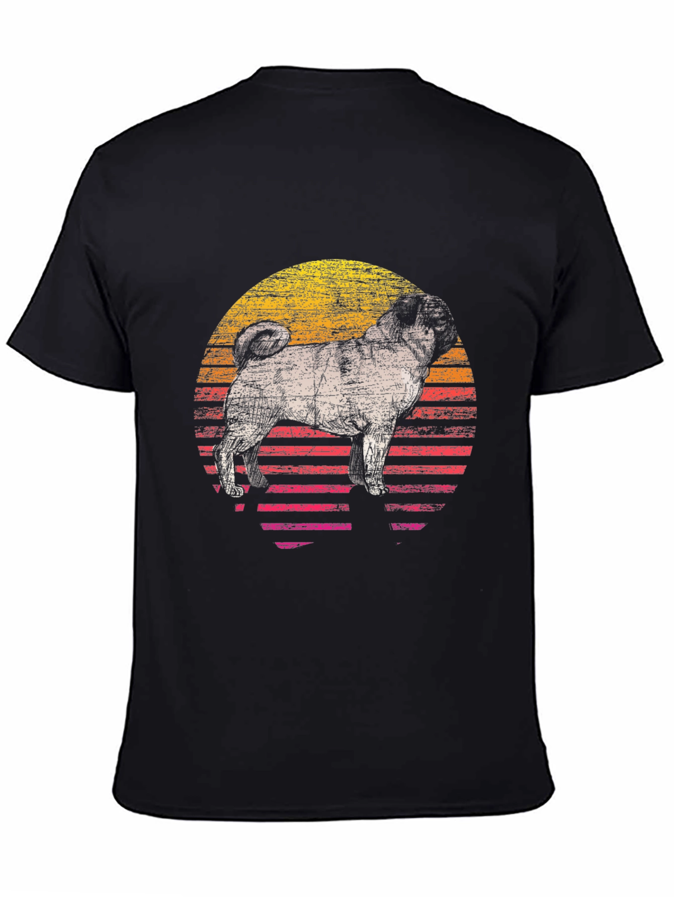 Retro Pug Sunset Graphic Tee - Cool Dog Lover Shirt
