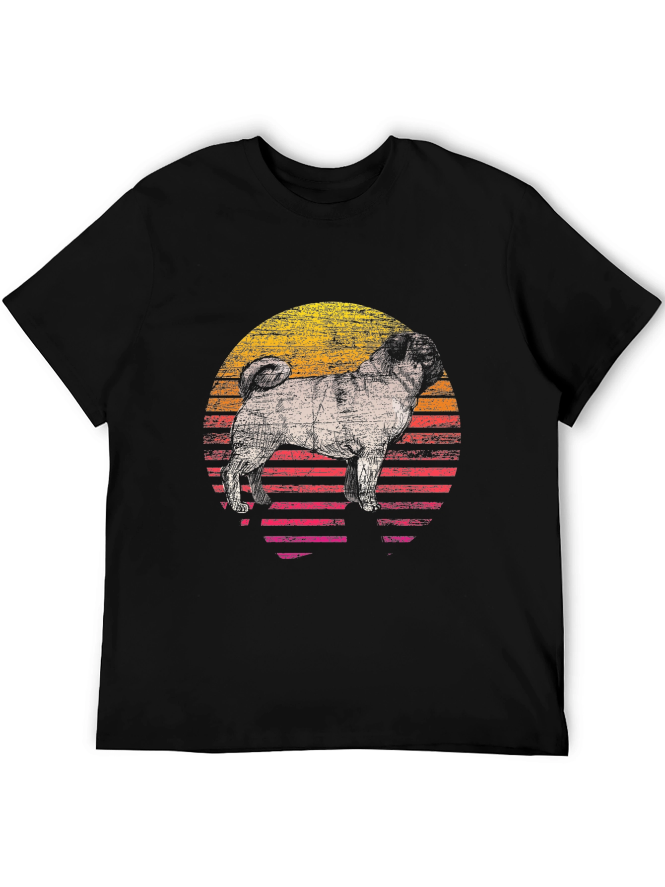 Retro Pug Sunset Graphic Tee - Cool Dog Lover Shirt
