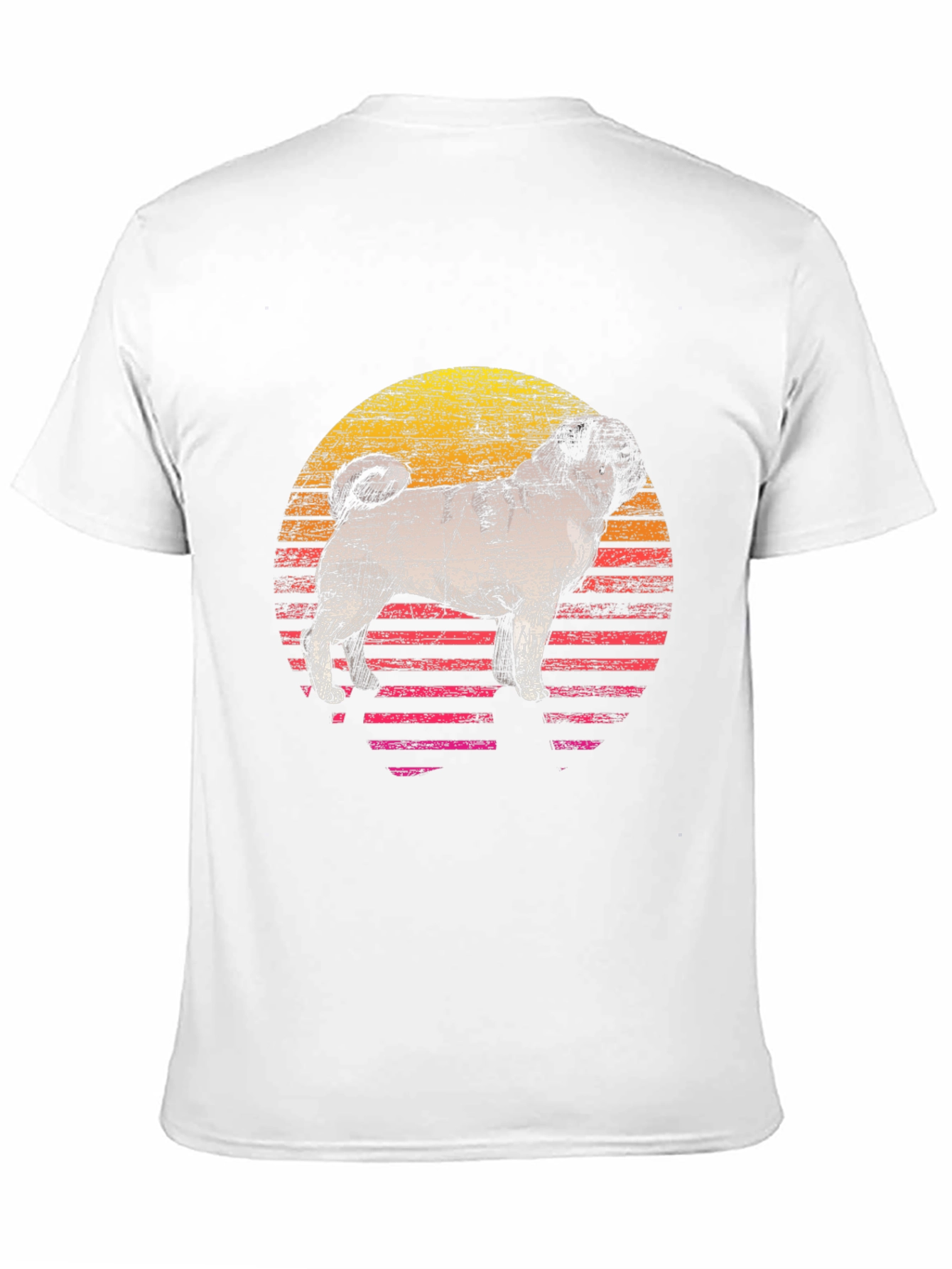 Retro Pug Sunset Graphic Tee - Cool Dog Lover Shirt